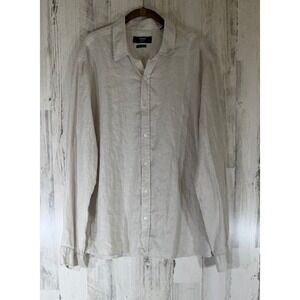 Mavi Button Down Shirt Size XXL Slim (XL) Beige 100% Linen Office Neutral Casual